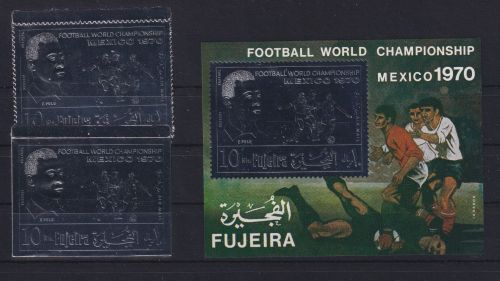 Fujeira 600 A+B und Block 36 postfrisch Mexico Fußball WM 1970 #DAG73