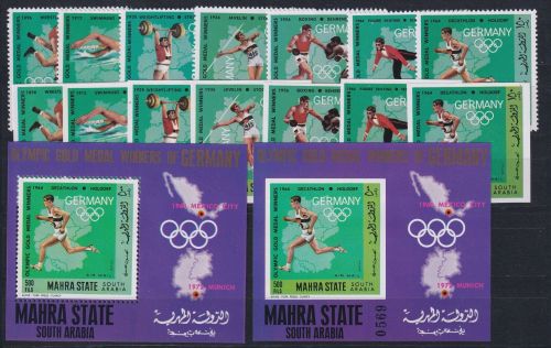 Aden Mahra State 99-105 A+B, Block 11 A+B postfrisch Olympiasieger #DAG90