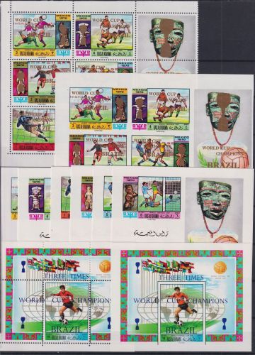 Ras al Khaima 354-359 A+B,6 Einzelblocks, Block 79 A+B postfrisch Fußball #DAG96