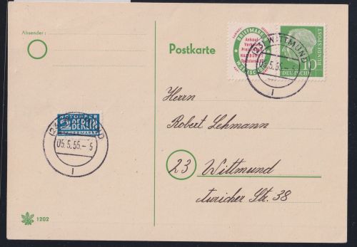 BRD Bund W 4 auf Postkarte Zusammendruck #OU918