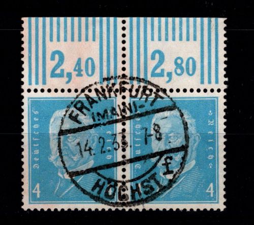 Deutsches Reich 454 W OR 3'7'3 gestempelt als Paar #OU968