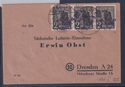 SBZ 166 II Bezirk 14 auf Brief geprüft Böheim BPP #DAJ87