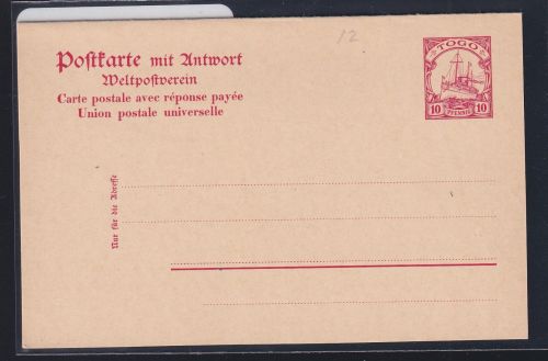 Deutsche Kolonien Togo P 12 als Ganzsache ungebraucht #DAP72