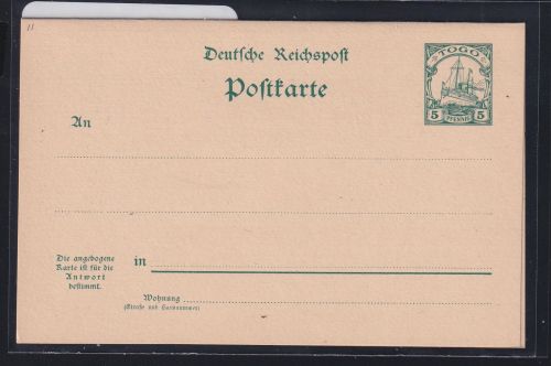 Deutsche Kolonien Togo P 11 als Ganzsache ungebraucht #DAP75