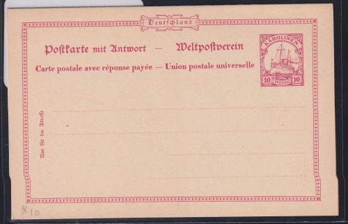 Deutsche Kolonien Karolinen P 10 als Ganzsache ungebraucht #DAP80