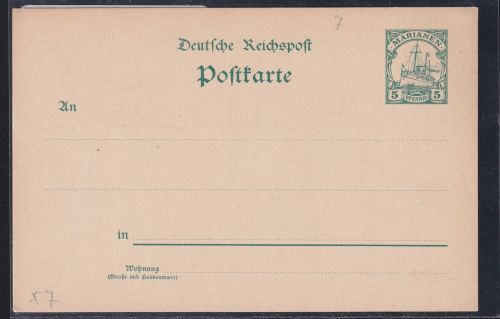 Deutsche Kolonien Marianen P 7 als Ganzsache ungebraucht #DAQ17