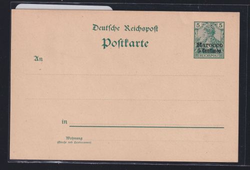 Deutsche Auslandspostämter Marokko P 5 als Ganzsache ungebraucht #DAQ43