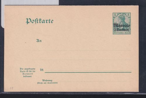 Deutsche Auslandspostämter Marokko P 11 als Ganzsache ungebraucht #DAQ48