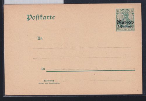 Deutsche Auslandspostämter Marokko P 9 als Ganzsache ungebraucht #DAQ51