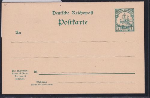 Deutsche Kolonien Deutsch-Ostafrika P 15 als Ganzsache ungebraucht #DAQ75