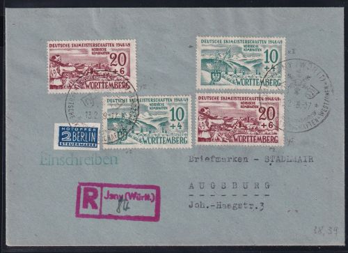 Französische Zone Württemberg 38-39 auf Brief als Mischfrankatur #OV076