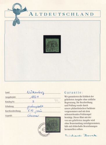 Württemberg 3 gestempelt Borek Garantie #OV126