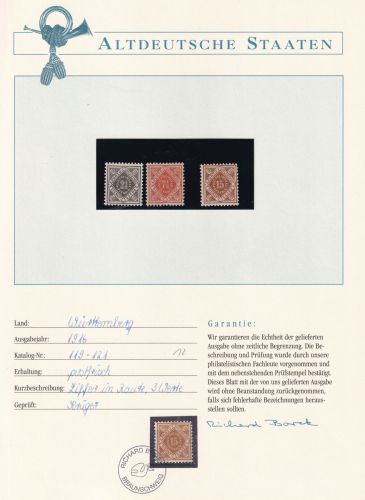Württemberg Dienstmarken 119-121 postfrisch Borek Garantie #OV148