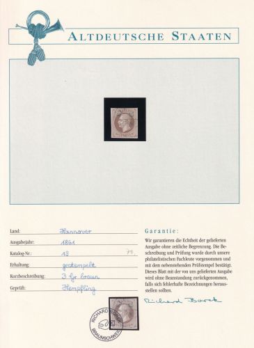 Hannover 19 gestempelt Borek Garantie #OV190