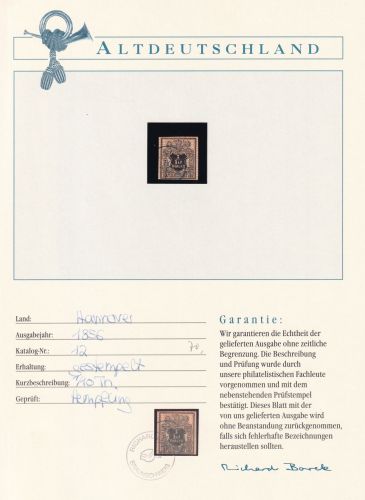 Hannover 12 gestempelt Borek Garantie #OV195