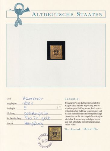 Hannover 5 gestempelt Borek Garantie #OV199