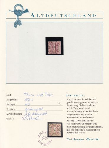 Thurn & Taxis 29 gestempelt Borek Garantie #DAM44