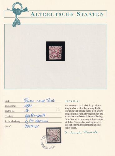 Thurn & Taxis 16 gestempelt