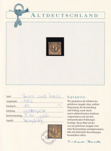 Thurn & Taxis 10 gestempelt