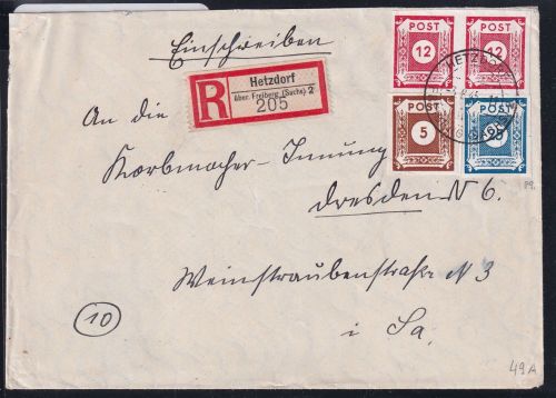 Sowjetische Zone 42 A, 46 A a, 49 A auf Brief geprüft Ströh BPP #DAR24