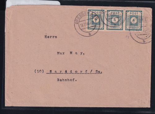 Sowjetische Zone 53 a auf Brief geprüft Ströh BPP #DAR36