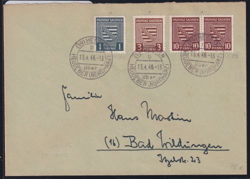 Sowjetische Zone 73, 74, 78 X auf Brief Provinz Sachsen #DAR63