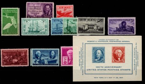 USA 551-564 und Block 9 postfrisch Jahrgang 1947 ohne MiNr. 553 #OE384