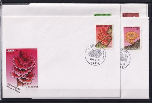 Korea 1830-1833 und Block 606-609 gestempelt als FDC / Pilze #OE421