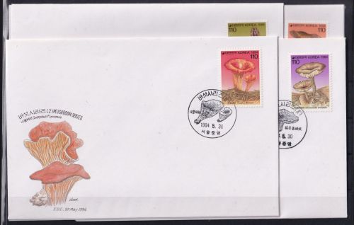 Korea 1784-1787 und Block 587-590 gestempelt als FDC / Pilze #OE422