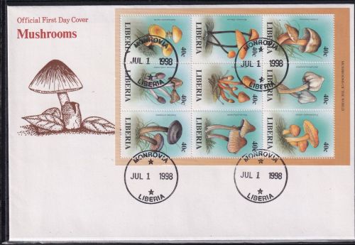 Liberia 2053-2061 und Block 179 gestempelt als FDC / Kleinbogen #OE434