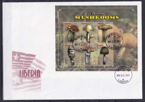 Liberia 5830-5835 und Block 593 gestempelt als FDC / Kleinbogen #OE435