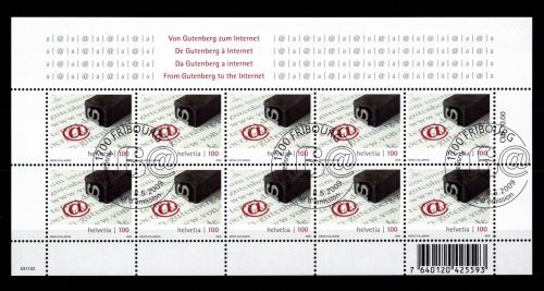 Schweiz 2106 gestempelt Kleinbogen mit Ersttagsstempel #OE478