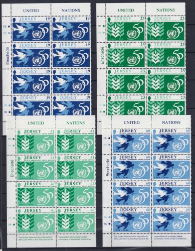 Jersey 719-722 postfrisch als 8er Blöcke Eckrand, 50 Jahre UNO #OM591