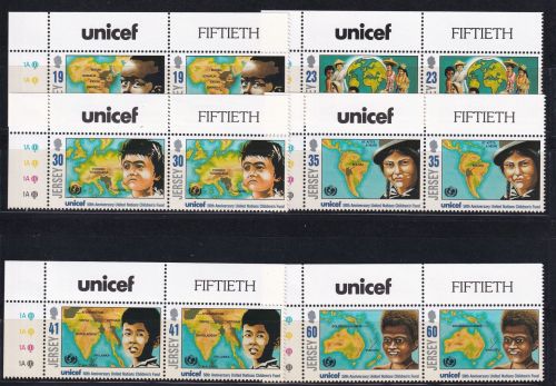 Jersey 727-732 postfrisch als waag. Paare, Unicef #OM597