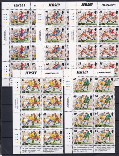 Jersey 737-741 postfrisch als 8er Blöcke Eckrand, Fußball #OM598