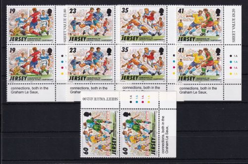 Jersey 737-741 postfrisch als waag. Paare, Fußball #OM600