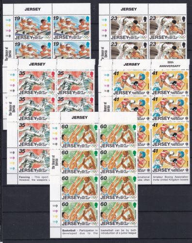 Jersey 742-746 postfrisch als 8er Blöcke Eckrand, Olymp. Spiele #OM609