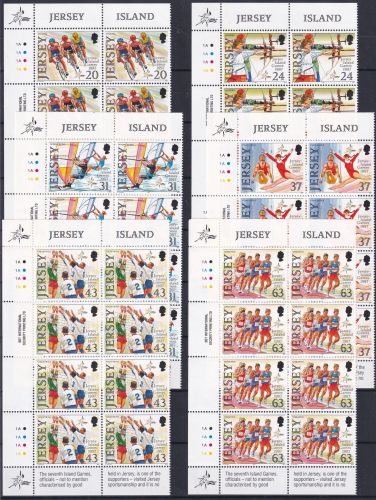Jersey 787-792 postfrisch als 8er Blöcke Eckrand, Island Games #OM615