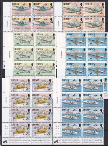 Jersey 777-782 postfrisch als 8er Blöcke Eckrand, Jersey Airport #OM617