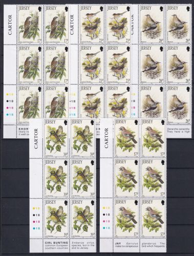Jersey 630-634 postfrisch als 6er Blöcke Eckrand, Vögel #OM629