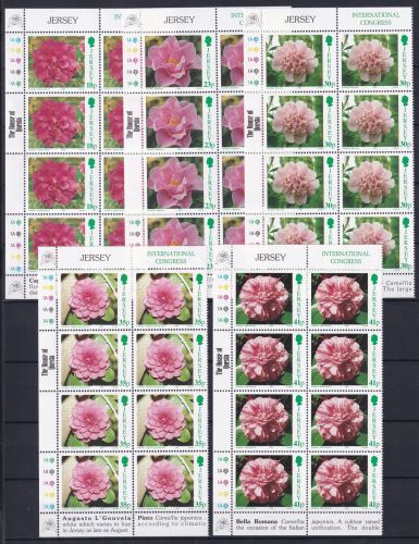 Jersey 688-692 postfrisch als 8er Blöcke Eckrand, Blumen #OM641