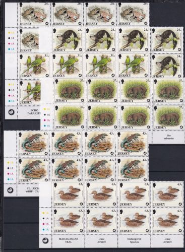 Jersey 799-804 postfrisch als 8er Blöcke Eckrand ul, Tiere #OM646