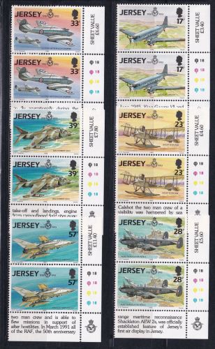 Jersey 615-620 postfrisch als waag. Paare, Flugzeuge #OM652