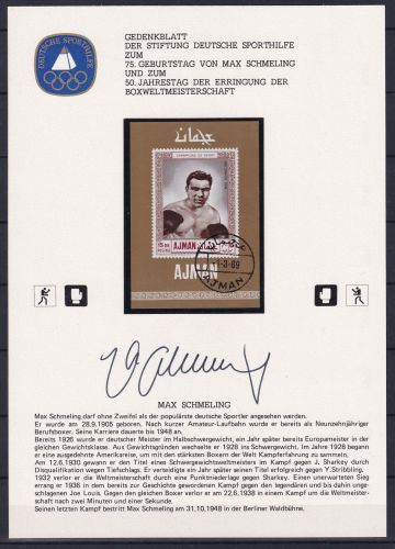 Ajman Block 98 B gestempelt mit Autogramm Max Schmeling #OM683