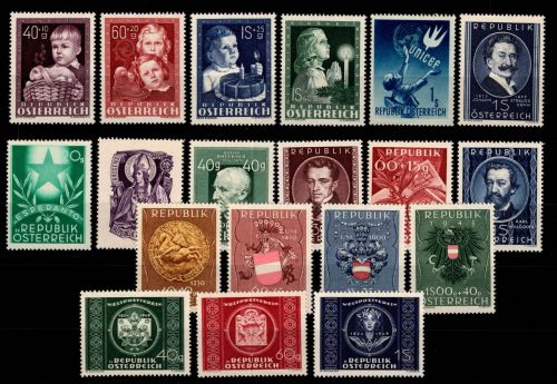 Österreich 929-947 postfrisch Jahrgang 1949 #DAO15