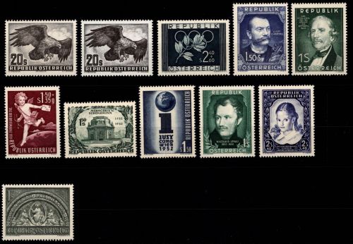 Österreich 968-980 postfrisch Jahrgang 1952, ohne Trachten #DAO24