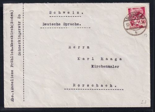 Französische Zone Baden 23 auf Brief als Einzelfrankatur portogerecht #DAL17