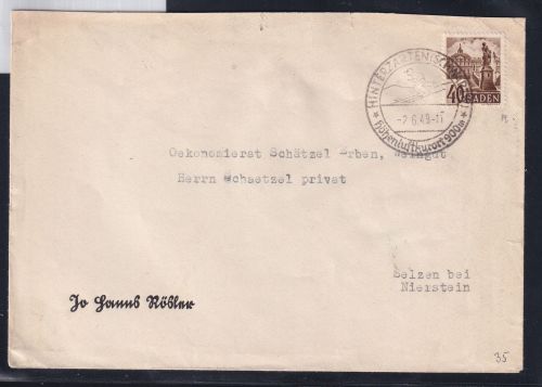 Französische Zone Baden 35 auf Brief als Einzelfrankatur portogerecht #DAL30