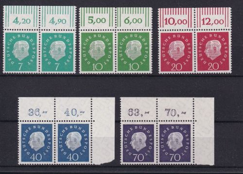 BRD Bund 302-306 postfrisch vom Eckrand bzw. Oberrand #DAM69