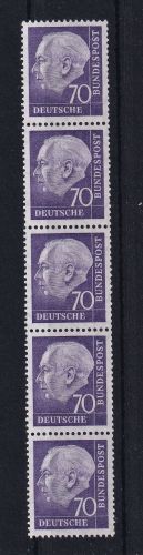 BRD Bund 263 xv R postfrisch Rollenmarke 5er Streifen #DAN11